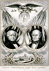 Free Soil ticket in 1848 showing Martin Van Buren for president and Charles Francis Adams for vice president
