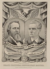 An image showing Rutherford Hayes for president and William Wheeler for vice president